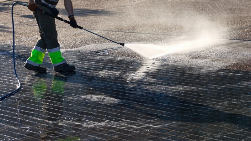 Pressure washing and exterior cleaning services in Asheville to restore building surfaces and walkways.
